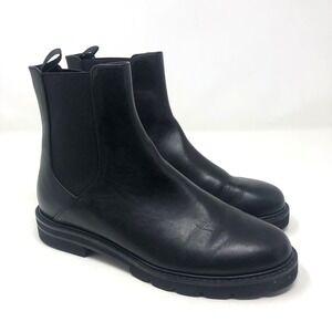 Stuart Weitzman Dylan Chelsea Boots Womens 4.5 Black Leather Classic Minimalist